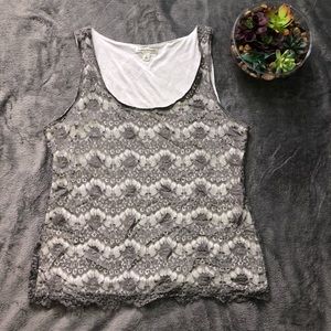 Grey lace top with white lining size XL